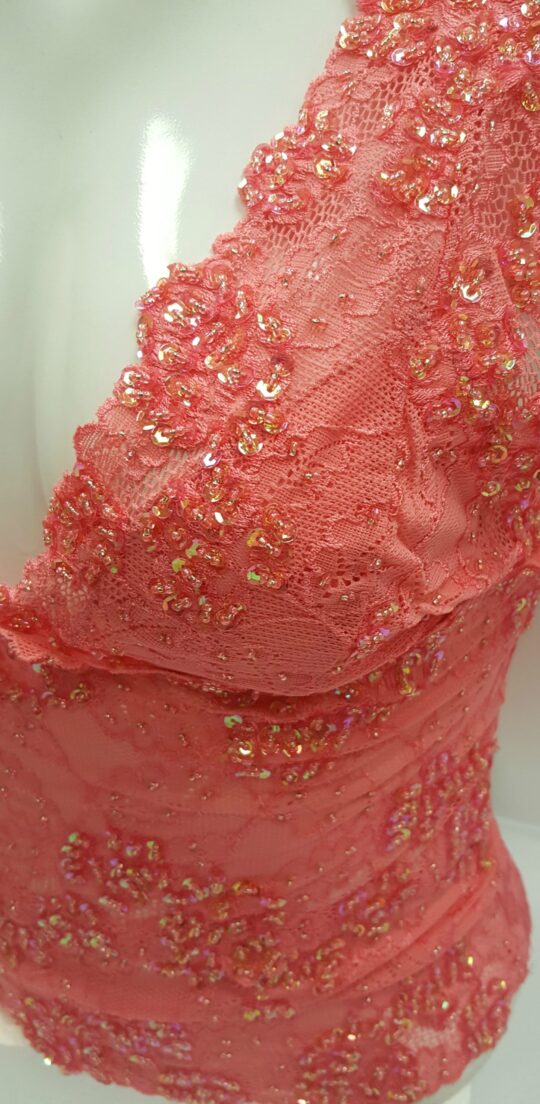 Beaded Lace Top - Urvashi in Coral - Image 5