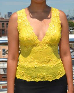 Lace top-Urvashi-bright yellow